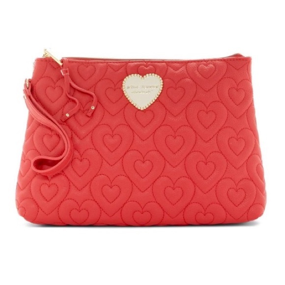 Betsey Johnson Handbags - Betsey Johnson Heart in Heart Red Quilted Wristlet